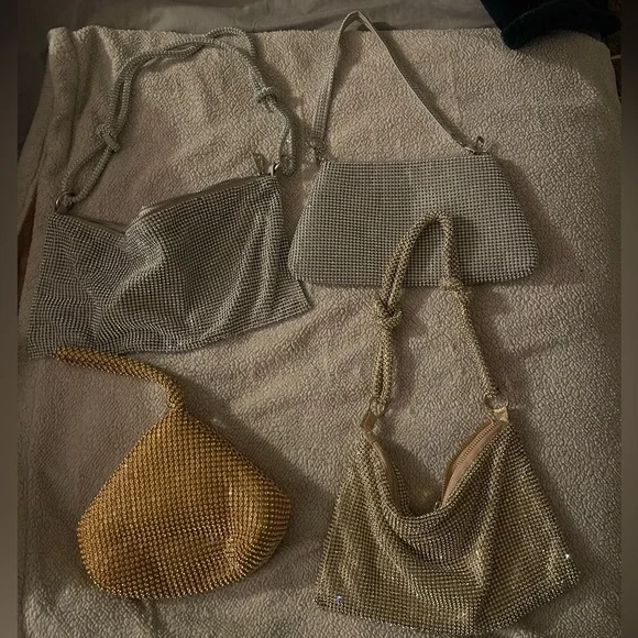 Sparkle purses 4 PACK! Rhinestone Glitter Bejeweled Glam handbags 4 for one - Picture 2 of 6